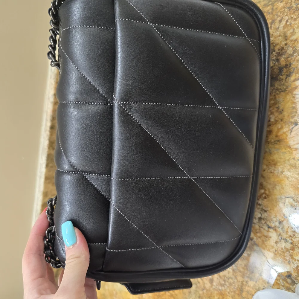 Black Quilted Shoulder Bag - Picture 3 of 7